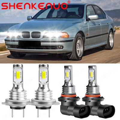 For BMW 528i 1997-2000 9005+H7 Headlight LED 4x Bulbs Combo 6000K Conversion Kit - Imagem 1 de 4