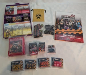 Zombicide Kickstarter Exclusive Yellow Brown Red Dice/Case/Cards/Tokens LOT NEW - Picture 1 of 11
