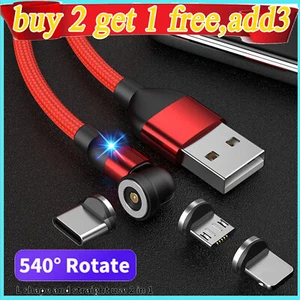 UK 3 In 1 Magnetic Fast Charging USB Cable Phone Charger for iPhone Type-C Micro - Picture 1 of 15