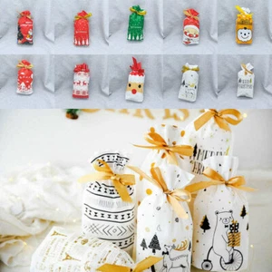2024 NEW White Christmas Deer Bear Party Gift Drawstring Packing Stocking Bags - Picture 1 of 34