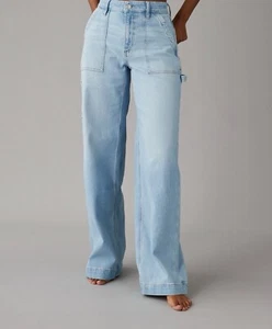 American Eagle Women’s Dreamy Drape Stretch Baggy Wide-Leg Jeans Size 0 Reg 25 W - Picture 1 of 5