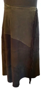 Stacy Miller of Aspen leather WRAP SKIRT Fringe Cowgirl Rodeo Size 8 - Picture 1 of 14