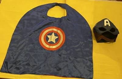 Capitán América Niños Talla Azul Capa y Máscara de Tela Marrón Halloween Superhéroe Foto 1 de 4