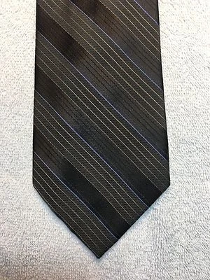 CORBATA PERRY ELLIS PARA HOMBRE 3,5 X 58 MARRÓN ORO OSCURO ACENTO AZUL Foto 1 de 4