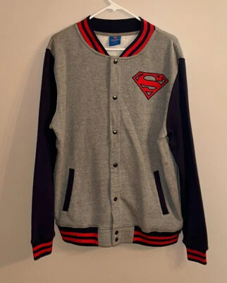 Chaqueta SUPERMAN DC Comics Para Hombre Talla 14 Letterman Chaqueta Universitaria Frente a Presión Foto 1 de 4