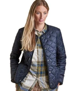 Barbour "Liddesdale" Quilted Jacket Coat 10-12 UK Lightweight Navy Blue - Picture 1 of 5