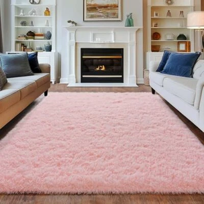 Super Fluffy Rugs for Living Room, Modern Shag Area Rugs, Soft and 9x12 Pink - Image 1 of 4