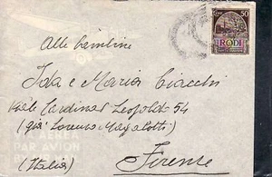 1866) WW2 RODI, GRECIA, BUSTA VIAGGIATA CON BOLLO MUTO. MITTENTE SCRIVE PM 550E - Picture 1 of 1
