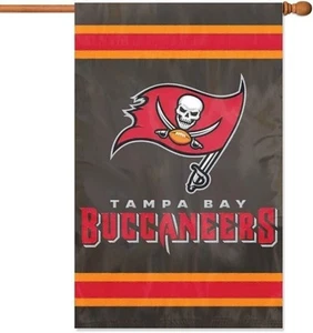 Tampa Bay Buccaneers Double Sided Banner Flag Embroidered Applique 44x28 Inch - Picture 1 of 1