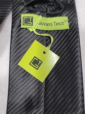 GIOVANNI TESTI Microfiber Stain Resistant Men's Neck Tie Black NWT 59" #NB - Image 1 of 4