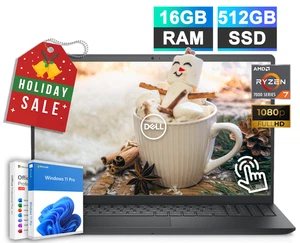 2025 Dell Inspiron 15 Laptop Office 2024 FHD Touch Ryzen 7 7730U 16GB 512GB SSD - Picture 1 of 11