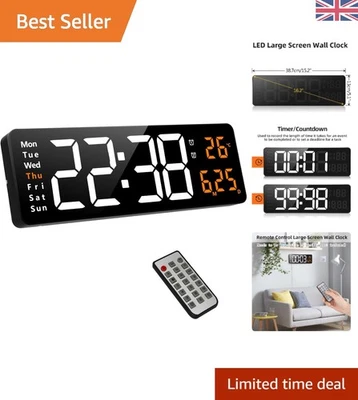 Große 16,2 Zoll Digitale Wanduhr mit Fernbedienung - Moderner LED Wecker... - Bild 1 von 4