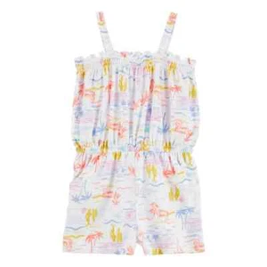 New Carter's Beach Print Sleeveless Romper 6/6X 7 8 10 12 14 - Picture 1 of 2