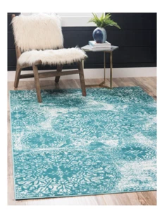 New Floral Turquoise 5ft x 8ft Area Rug Home Decor Carpet Rugs Living Room - Picture 1 of 4