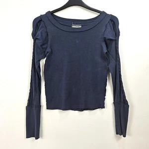 Free People - Daisy Chain Cuffed Long Sleeve T-Shirt - Navy - Small - Picture 1 of 7
