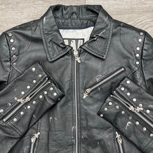 CHROME HEARTS Giacca da motociclista vintage The Who Wilsons in pelle M cuori cromati