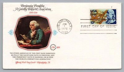 Philadelphia 1976 Fleetwood FDC Ben Franklin Bicentennial - Map 13C Scott#1690 - Image 1 of 2