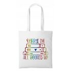 Tote bag, book bag, all booked up bag, eco fabric shopping bag, rainbow print