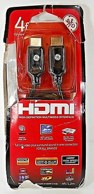 GE General Electric Gold Plated 26472 HDMI Cable 4 Ft 1.2mm Better Than Unbrand - Image 1 of 3