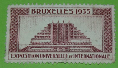 CINDERELLA TIMBRE 1935 BRUXELLES BELGIQUE EXPO INTERNATIONALE STAD BRUSSEL - Photo 1/2