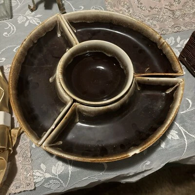 Pfaltzgraff Brown Stoneware w/ Lazy Susan - Image 1 of 2