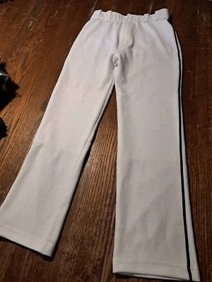 New Youth Large Rawlings Pro Dry White Baseball Pants with Black Stripe - Image 1 of 2