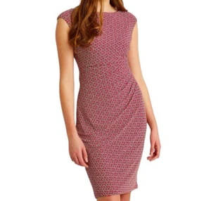 Lauren Ralph Lauren Pink Print Ruched Boatneck Sleeveless Pullover Dress Size 16 - Picture 1 of 11