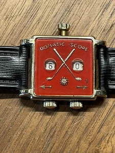 Vintage Golf Scoring Watch Swiss Made The Domatic Scorer Red Face Black Strap - Picture 1 of 17