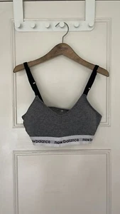 Used Once, New Balance Sports Bra, Padded, Size XL, Grey / White / Black Straps - Picture 1 of 8