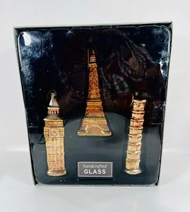 Vintage Set of 3 Travel Icons Handcrafted Ornaments Ben,Eiffel Tower,Pisa Tower  - Picture 1 of 11
