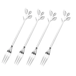 Stainless Steel Mini Forks 4.7" Cocktail Sticks for Salad Cake Dessert Silver - Picture 1 of 7