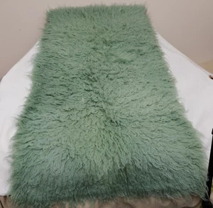 Genuine Wool Flokati Rug Mint Green Newborn Posing Rug Prop 24"x53" - Picture 1 of 6