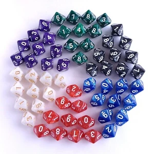TTRPG Marbled D10s Set of 10 Polyhedral Dice WoD Unisystem Role Playing Game RPG - Picture 1 of 33