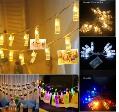 Home Decor Fairy Lights String 3M 30 LED Photo Clip Lights Picture Clip Warm  - Image 1 of 4