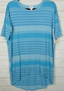 Lularoe Women's Irma Variegated Blue Striped Top Size XS NWT - Picture 1 of 3