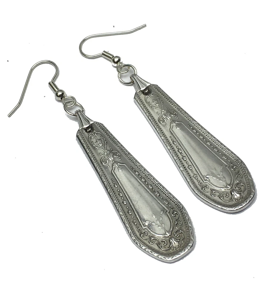 Pendientes cuchara 1926 Oneida Hampton Court joyería antigua plateada vintage Foto 1 de 3