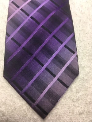 ALFANI  MENS TIE PURPLE AND BLACK PLAID 3.5 X 60 - Image 1 of 4