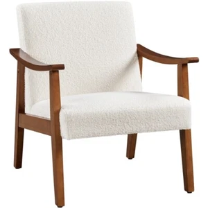Mid-Century Modern Boucle Fabric Armchair Accent Chair for Living Room, Bedroom - Picture 1 of 12