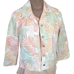Ruby Rd. Misses Floral Pastel Jacket Peach Size 8 Button Front Classic - Picture 1 of 7