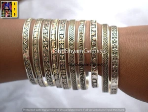 10 Set of Multi Design Oxidized Bangles GS Silver Micro Bracelet Jewelry Gift - Picture 1 of 5
