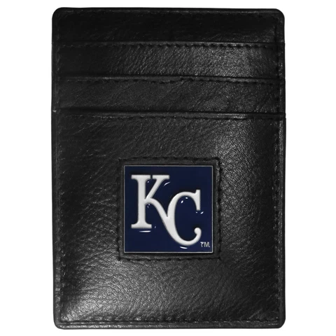 Kansas City Royals MLB Fine Grain Leather Cardholder Money Clip Wallet, Boxed Cover
