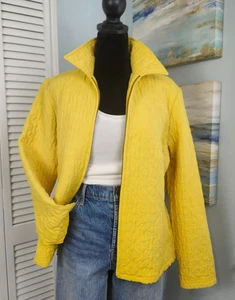 Giacca trapuntata vintage Nouveaux taglia small gialla zip colletto leggera - Foto 1 di 8