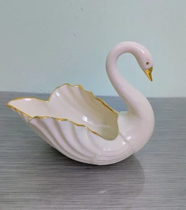Vintage Lenox SWAN Porcelain Trinket Candy Dish: Gold Trim, 4.75X2.5X3.75", USA - Picture 1 of 8
