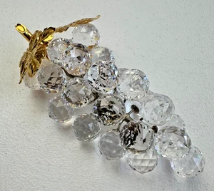 Swarovski Crystal 23 Grapes Bunch Gold Stem Large Retired Sparkling Fruit Leaves - Picture 1 of 16