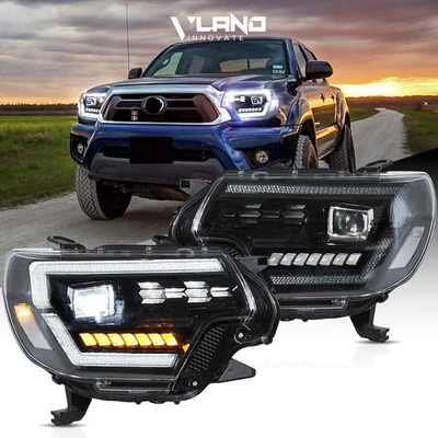 Pair VLAND FULL LED Projector Headlights For Toyota Tacoma 2012-2015 Sequential - Image 1 of 4