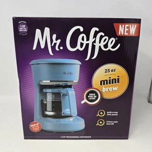 New Mr. Coffee 5-Cup Digital Display Programmable Mini Coffee Maker Artic Blue - Picture 1 of 11