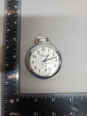 Reloj Bolsillo Ingraham Biltmore Cuerda No Funciona para Piezas o Reparación Como Está Foto 1 de 4