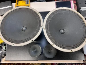 Pair Vintage 15" Fisher/Gefco Alnico Speakers 581502 + Magnavox Tweeters 580503 - Picture 1 of 14