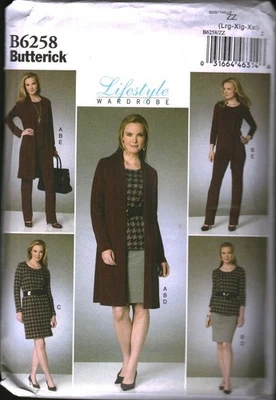6258 SIN CORTAR Butterick Costura Patrón Misses Cárdigan Top Cinturón Falda Vestido Pantalones Foto 1 de 2
