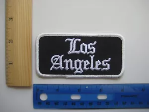 LOS ANGELES Old Eng PATCH Metal Rock Punk Biker costume shirt hat iron Applique - Picture 1 of 1